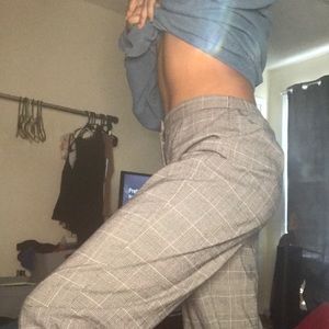 black,white, and grey striped mens or womens slack